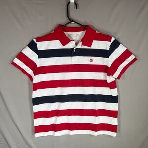 Timberland Polo Women's Large Red White Blue Cotton Preppy Americana Classic